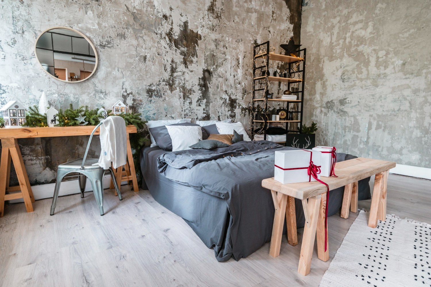 Opulent bedroom interior featuring rich textures, contemporary furnishings, and a serene color palette for ultimate relaxation